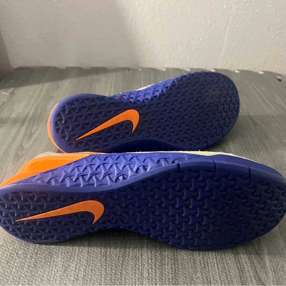 Nike Blue and Orange Athletic Sneakers with Mesh Upper - Picture 2 of 5